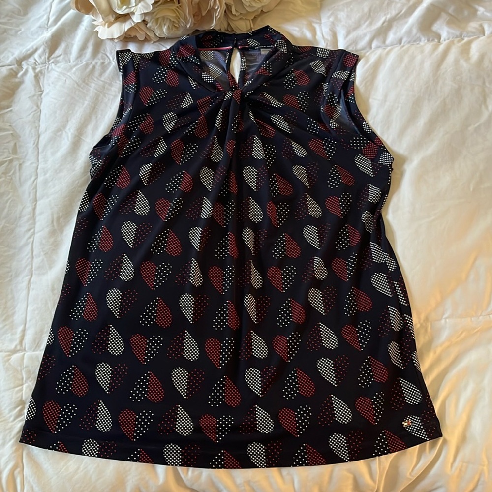 Tommy Hilfger ladies red white blue heart sleeveless top- sz sm
